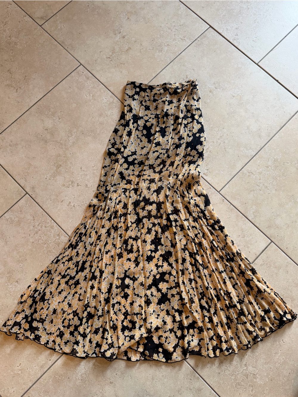 & Other Stories Black and Gold Floral Skirt